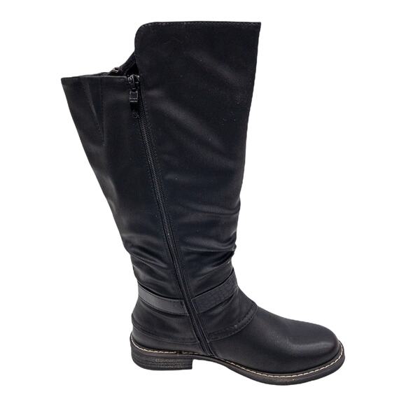 EMMSHU Brown Buckle Celsa Round Toe Buckle Heeled Western Boots Women's size 7.5 - Picture 2 of 10